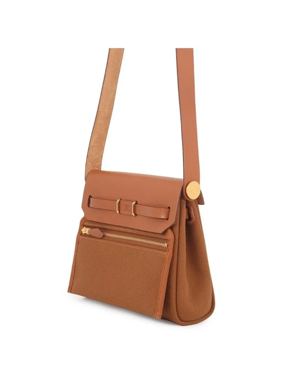 Hermes Shoulder Bag Herbag Zip Mini Fauve Gold Toile Ash Vache Hunter